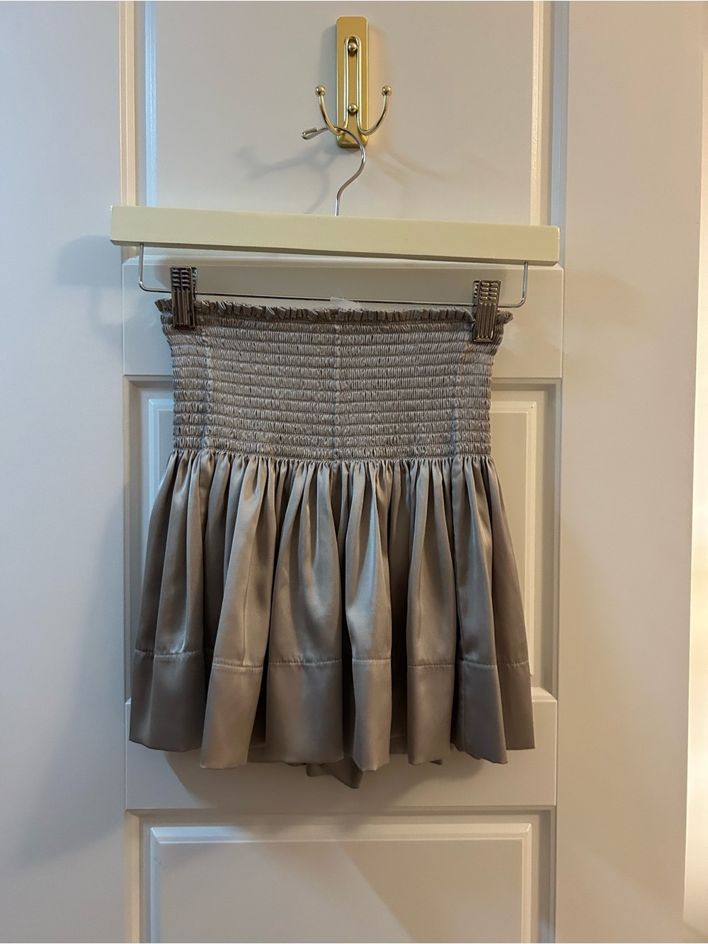 NATURAL LIFE Taupe Smocked Waist Mini Skirt